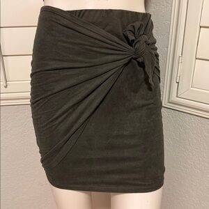 Windsor Dark Olive Knotted Suede Mini Skirt